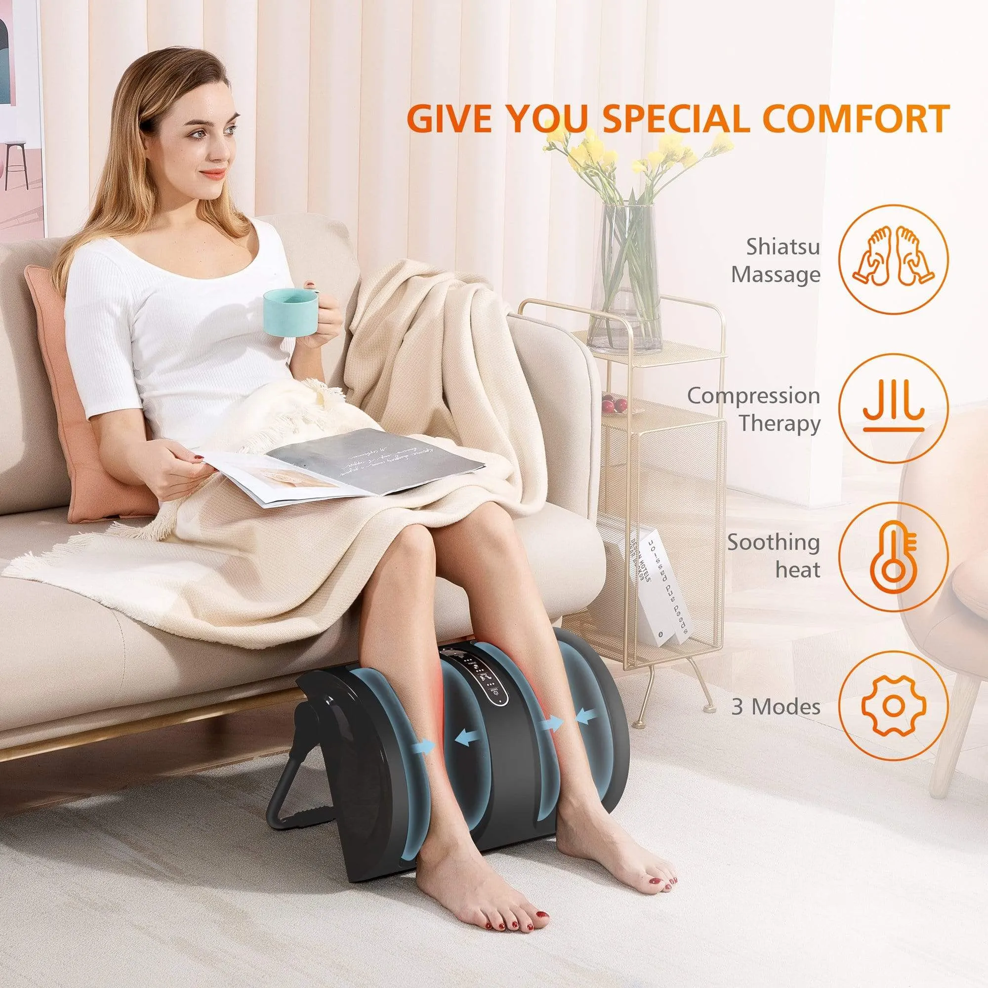 Snailax Shiatsu Foot and Leg Massager Machine with Heat to Improve Circulation and Plantar Fasciitis - SL-598