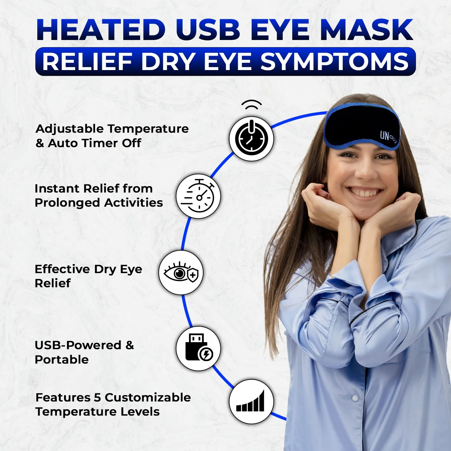 UNclog Heated Eye Mask Improve Eye Health and Comfort I  USB Warm Eye Compress Relief for Dry Eyes, Blepharitis, Eye Strain