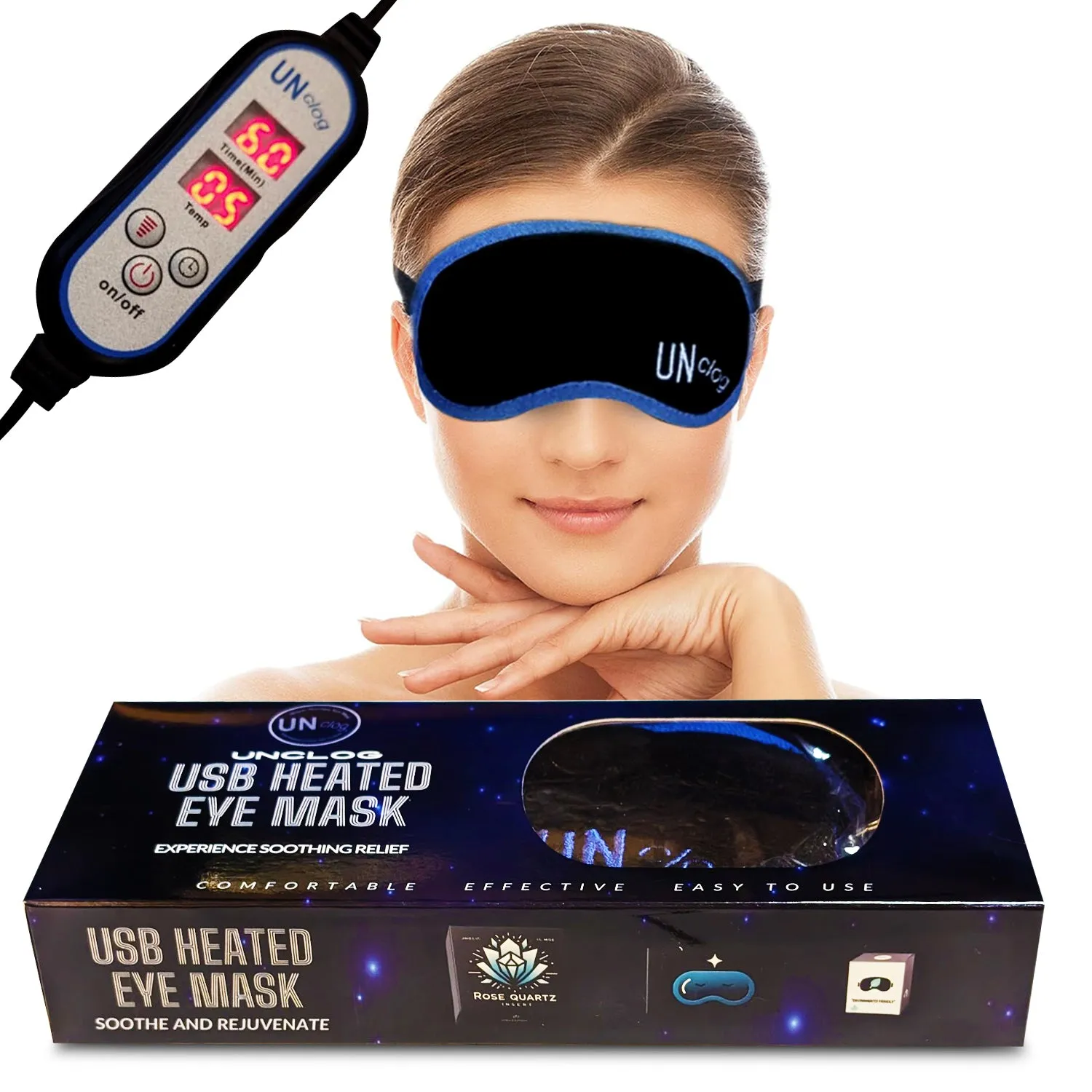 UNclog Heated Eye Mask Improve Eye Health and Comfort I  USB Warm Eye Compress Relief for Dry Eyes, Blepharitis, Eye Strain