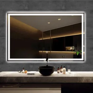 UNIQUE MIRROR led feature professional wall mirror is perfect for use in interior dining areas and restrooms to three color-adjustable rectangular shapes three light-controlled wash mirrors-(24x30).