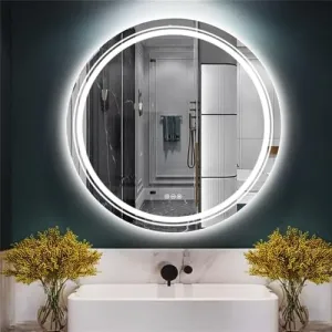 UNIQUE MIRROR led Wall Mirror for Bathroom, dining Room Dressing Room, Hallway, Makeup Studio and Wash Basin Wall Mirror - Wall and Lighting stylish mirror for bedroom and shape (15x15).